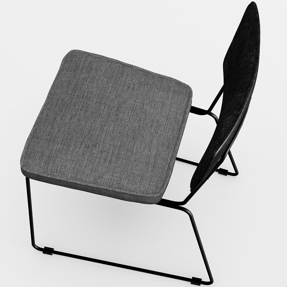 Kit 02 Cadeiras L02 Couríssimo Preto Linho Cinza Escuro - 3