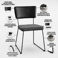 Kit 02 Cadeiras L02 Couríssimo Preto Linho Cinza Escuro - 7