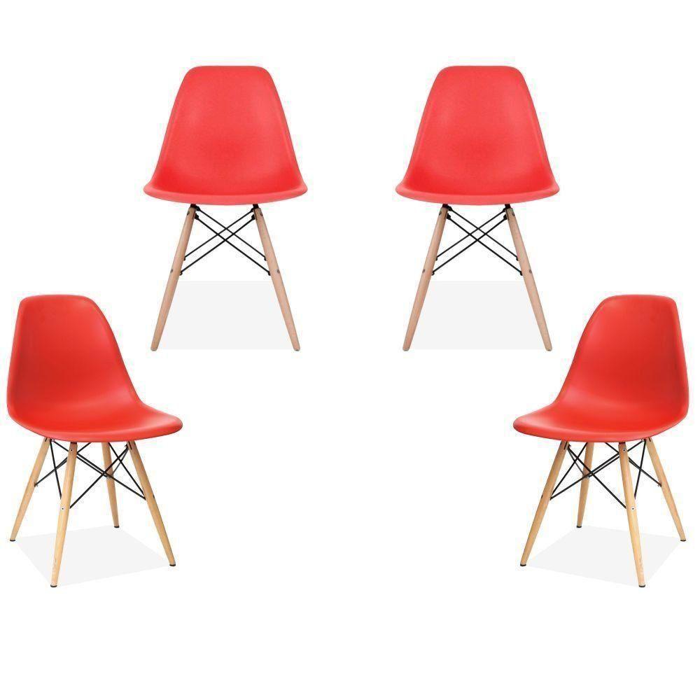 Kit 04 Cadeiras Eiffel Charles Eames F03 Vermelho - 1