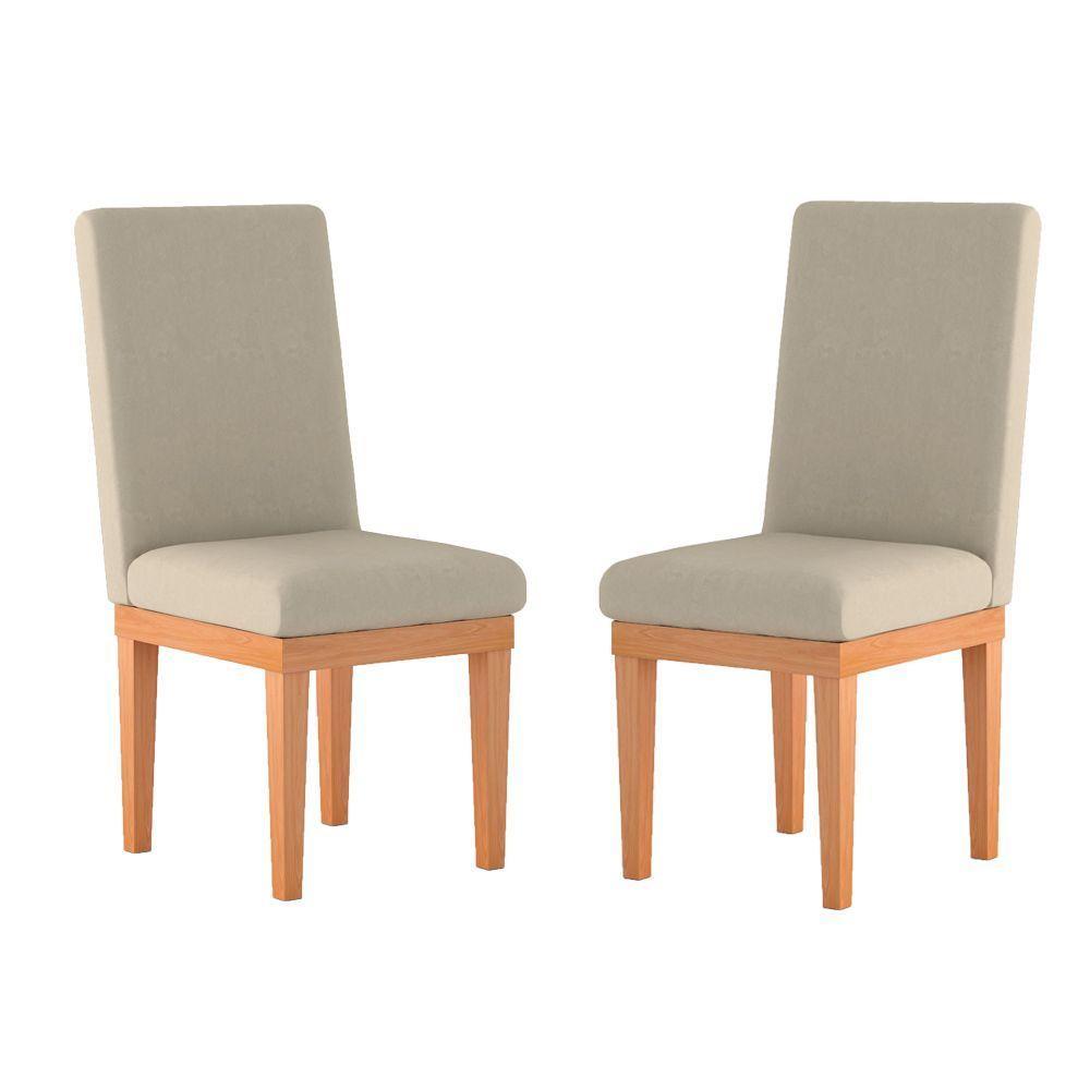 Kit 2 Cadeiras Estofadas Para Mesa De Jantar - Balaqui Decor Cor:bege - 1