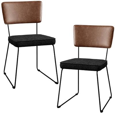 Kit 02 Cadeiras Couríssimo Marrom Linho Chumbo