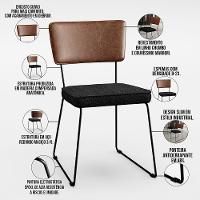 Kit 02 Cadeiras Couríssimo Marrom Linho Chumbo - 7