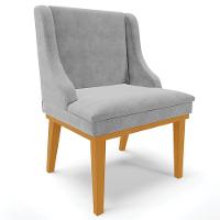 Kit 2 Cadeiras Decorativas Sala De Jantar Base Fixa De Madeira Firenze Suede Cinza/castanho G19 - Gran Belo