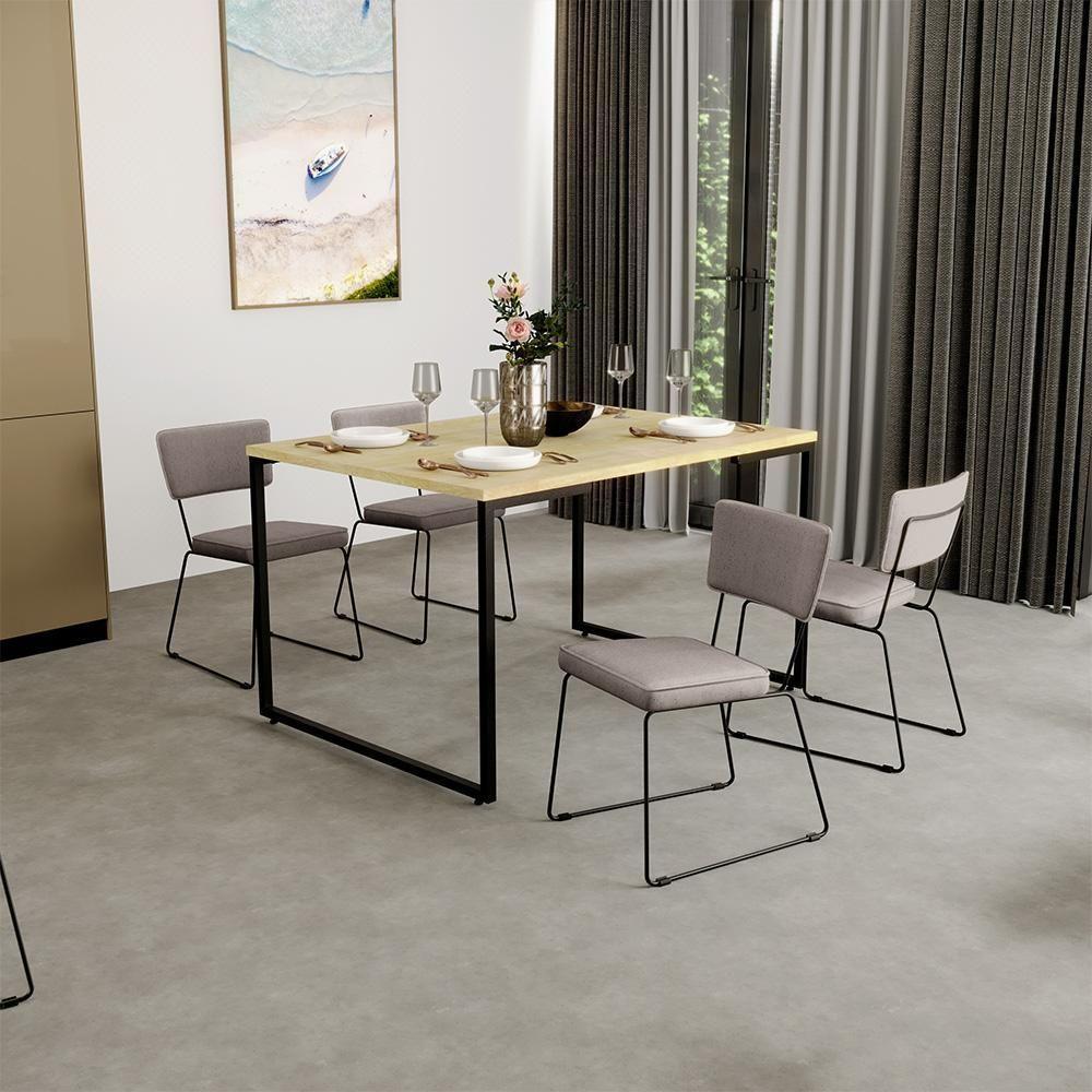 Kit 02 Cadeiras Estofada Para Sala De Jantar Base Aço Bege - 10