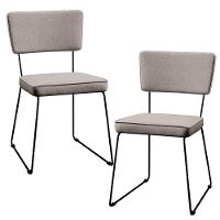 Kit 02 Cadeiras Estofada Para Sala De Jantar Base Aço Bege - 1