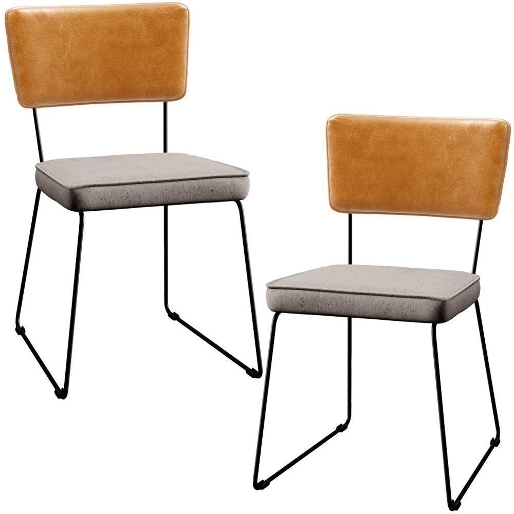 Kit 02 Cadeiras Couríssimo Whisky Linho Bege - 1