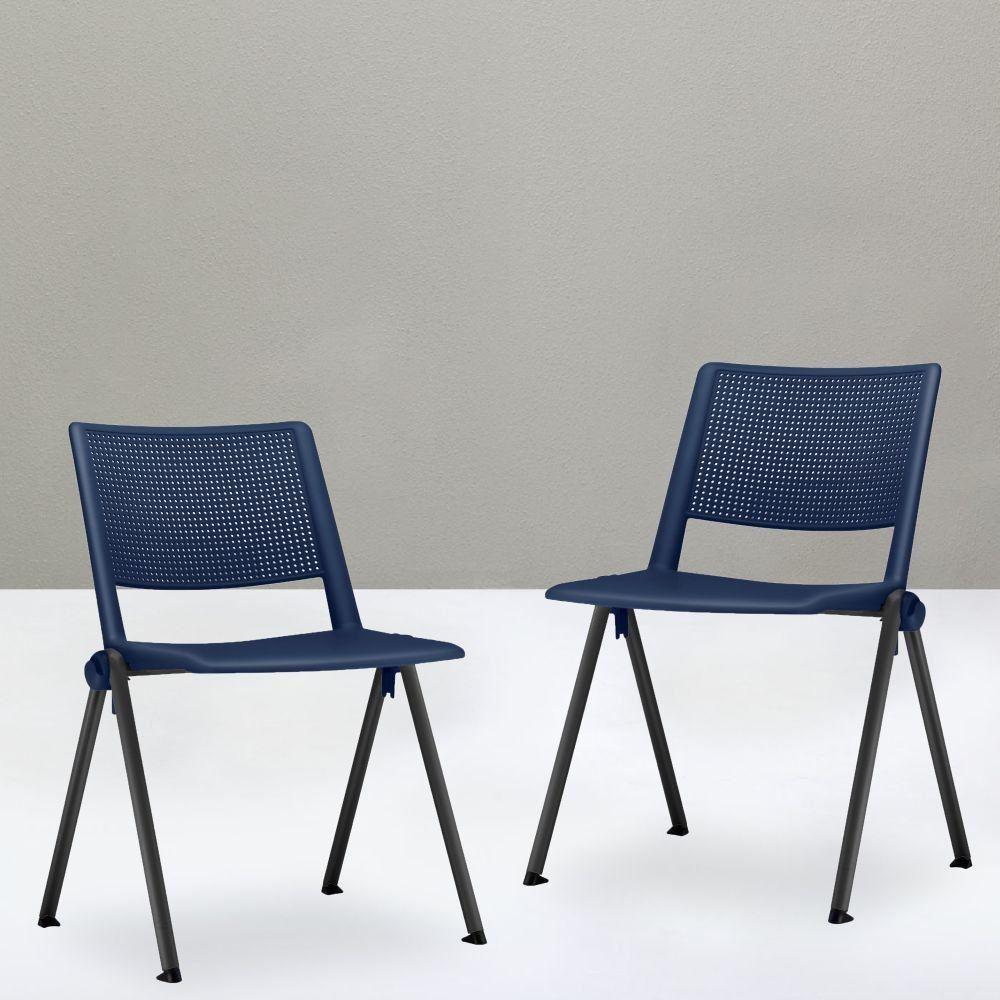 Kit 04 Cadeiras Empilhável Up F02 Azul Marinho - 4