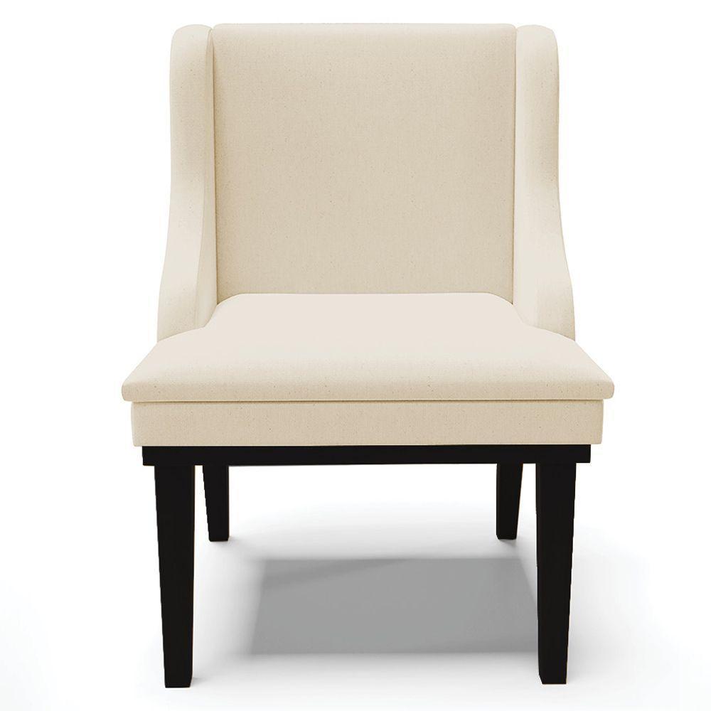 Kit 5 Cadeiras Decorativas Sala De Jantar Base Fixa De Madeira Firenze Linho Bege/preto G19 - Gran Belo - 4