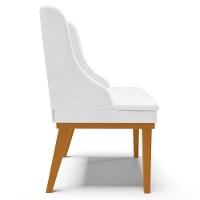 Kit 3 Cadeiras Decorativas Sala De Jantar Base Fixa De Madeira Firenze Pu Branco Brilho/castanho G19 - Gran Belo - 2