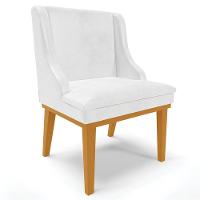 Kit 3 Cadeiras Decorativas Sala De Jantar Base Fixa De Madeira Firenze Pu Branco Brilho/castanho G19 - Gran Belo - 3