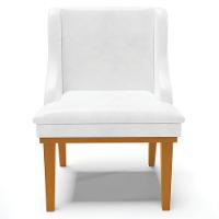 Kit 3 Cadeiras Decorativas Sala De Jantar Base Fixa De Madeira Firenze Pu Branco Brilho/castanho G19 - Gran Belo