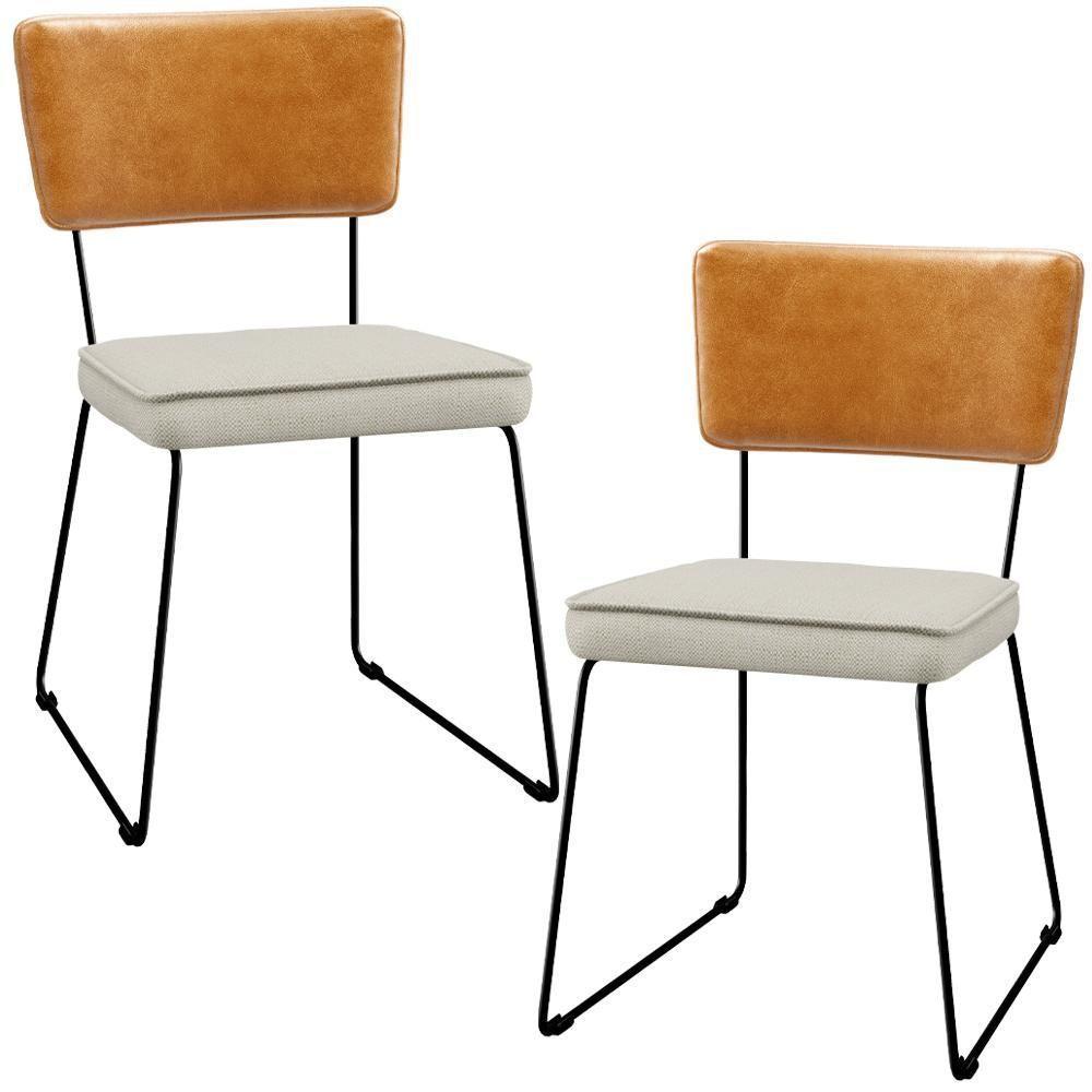 Kit 02 Cadeiras L02 Couríssimo Whisky Linho Champagne - 1