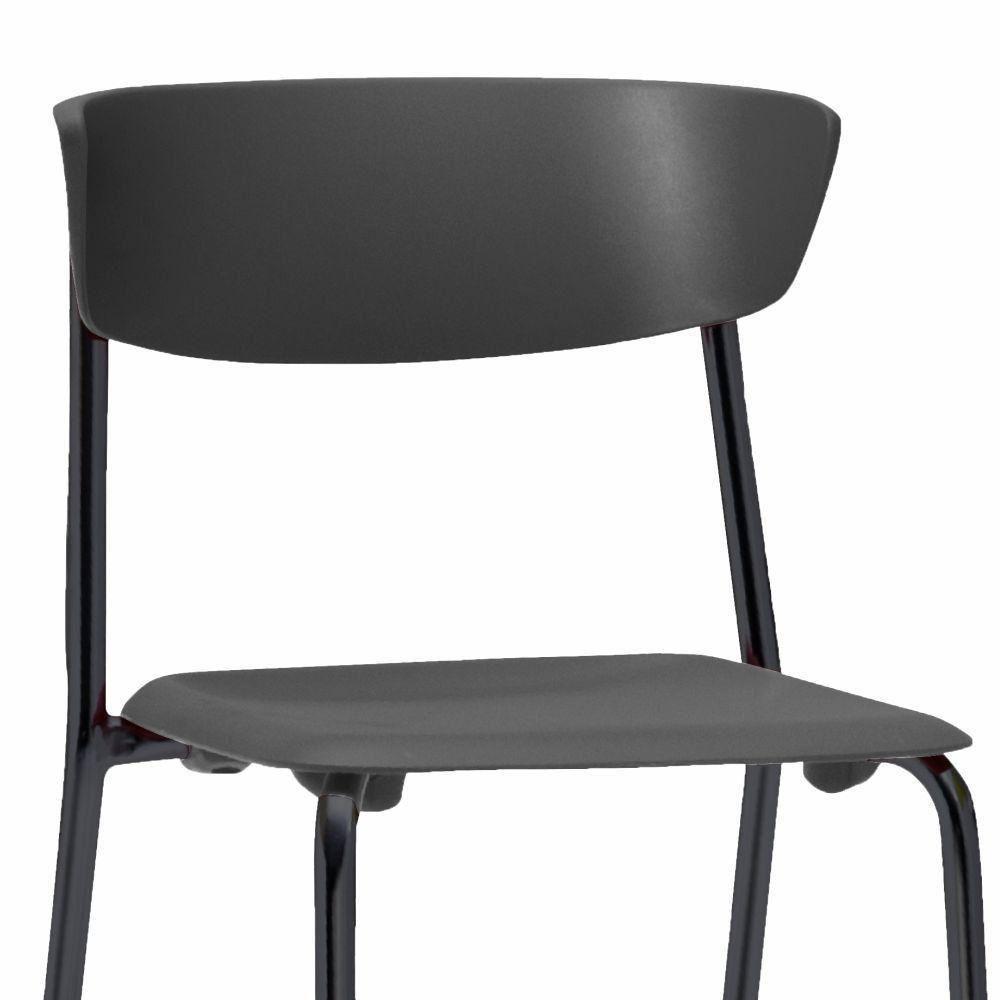 Kit 04 Cadeiras Fixa Base Preta Empilhável Bit F02 Preto - 2