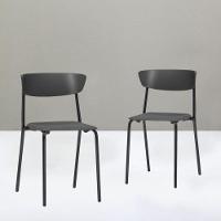 Kit 04 Cadeiras Fixa Base Preta Empilhável Bit F02 Preto - 4