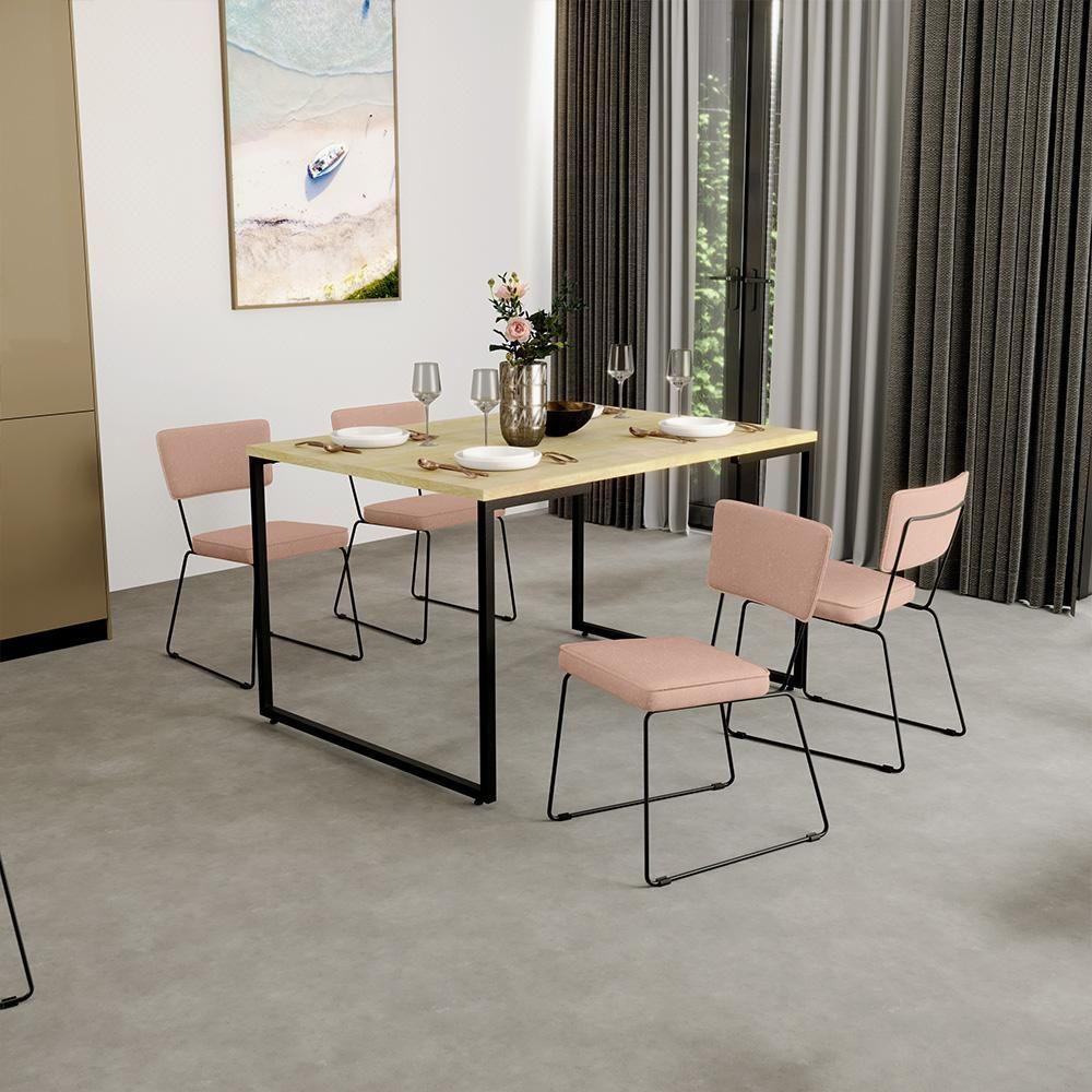 Kit 02 Cadeiras Estofada Para Sala De Jantar Base Aço Rosê - 10