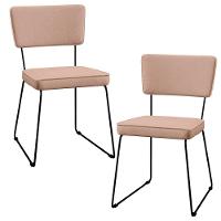 Kit 02 Cadeiras Estofada Para Sala De Jantar Base Aço Rosê - 1