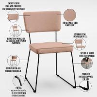 Kit 02 Cadeiras Estofada Para Sala De Jantar Base Aço Rosê - 8