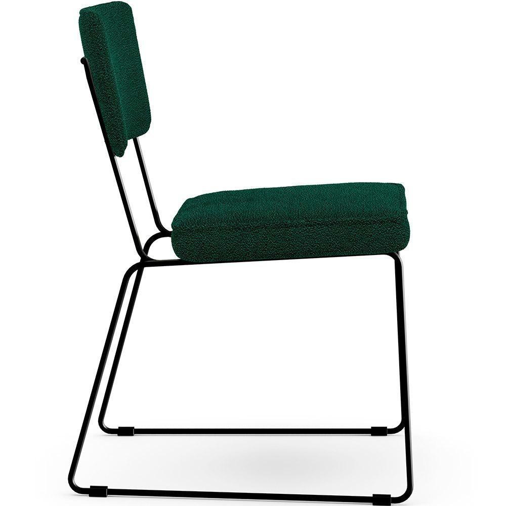 Kit 02 Cadeiras Base De Aço Allana L02 Bouclê Verde - 4