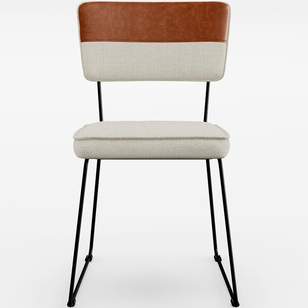 Kit 02 Cadeiras Faixa Couríssimo Camel Linho Champagne - 5