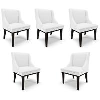 Kit 5 Cadeiras Decorativas Sala De Jantar Base Fixa De Madeira Firenze Pu Branco Fosco/preto G19 - 1