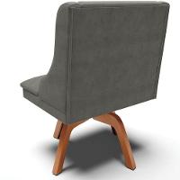 Kit 6 Cadeiras Decorativas Sala De Jantar Base Giratória De Madeira Firenze Suede Grafite/natural G19 - Gran Belo - 5