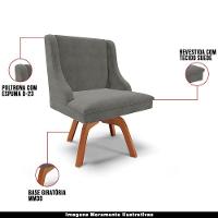 Kit 6 Cadeiras Decorativas Sala De Jantar Base Giratória De Madeira Firenze Suede Grafite/natural G19 - Gran Belo - 7