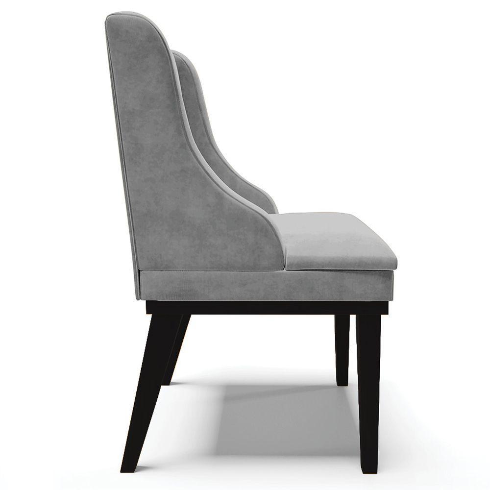 Kit 3 Cadeiras Decorativas Sala De Jantar Base Fixa De Madeira Firenze Suede Cinza/preto G19 - 2