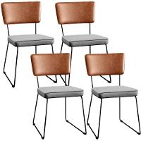 Kit 04 Cadeira Estofada Sala Jantar Camel Linho Cinza - 1