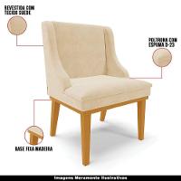 Kit 3 Cadeiras Decorativas Sala De Jantar Base Fixa De Madeira Firenze Suede Bege/castanho G19 - 7