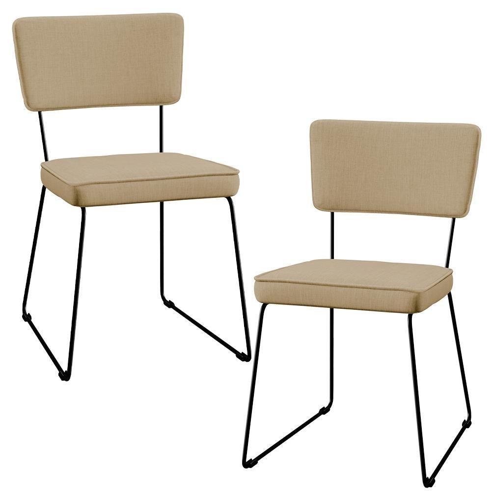 Kit 02 Cadeiras Base Em Aço Allana L02 Bege Escuro - 1