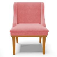 Kit 5 Cadeiras Decorativas Sala De Jantar Base Fixa De Madeira Firenze Suede Rose/castanho G19 - 5