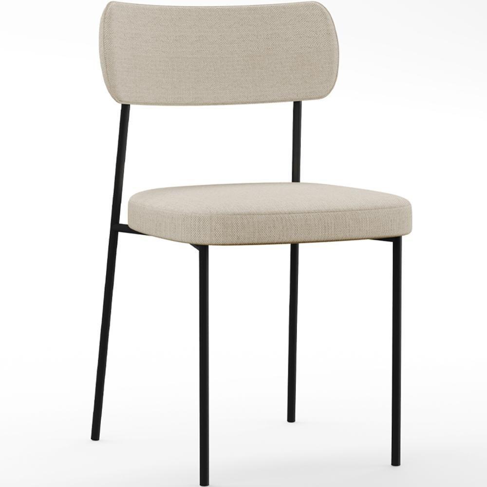 Kit 04 Cadeiras Estofada De Jantar Melina L02 Linho Bege - 9