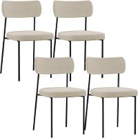 Kit 04 Cadeiras Estofada De Jantar Melina L02 Linho Bege - 1