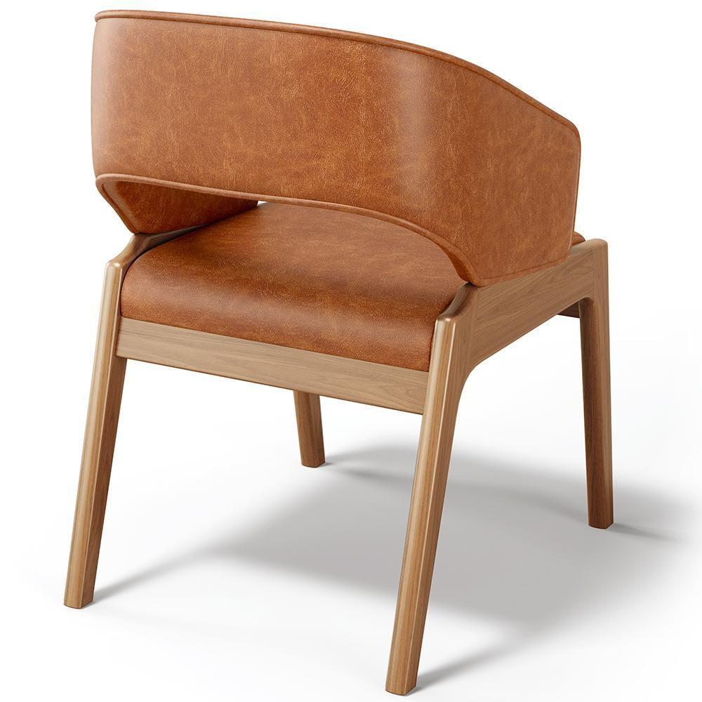 Cadeira De Jantar E Estar Living Estofada Lince L02 Couríssimo Camel - Lyam Decor - 5