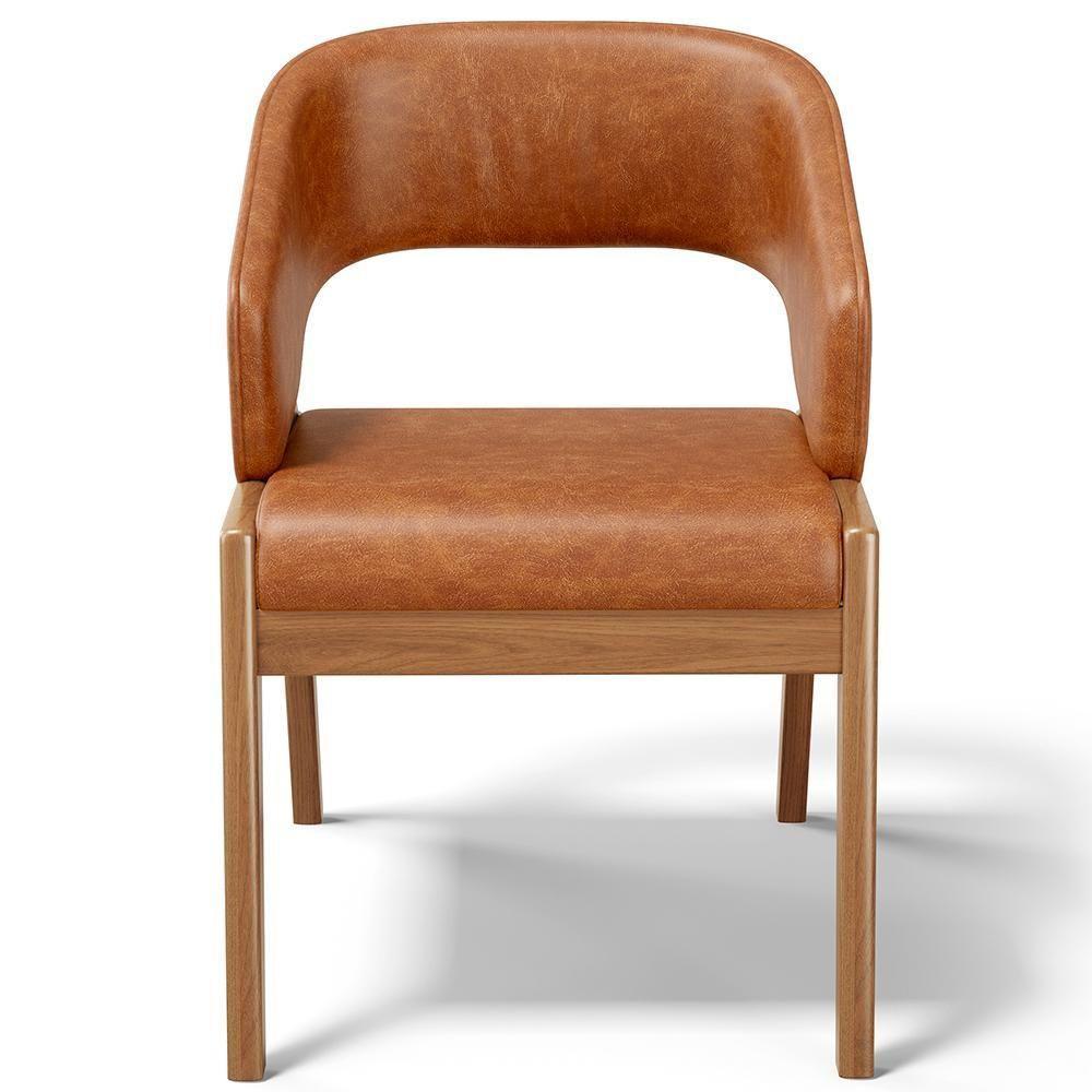 Cadeira De Jantar E Estar Living Estofada Lince L02 Couríssimo Camel - Lyam Decor - 6