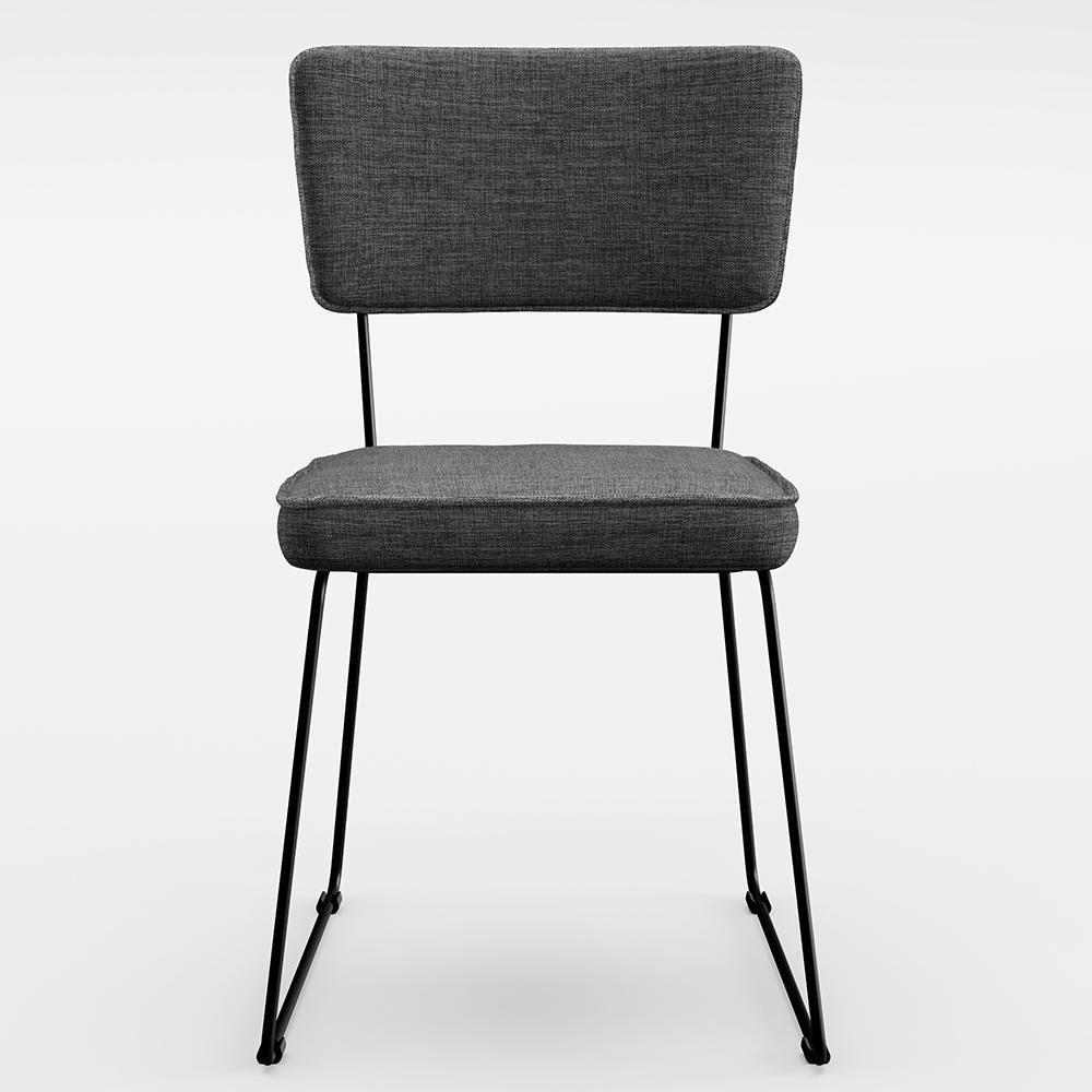 Kit 02 Cadeiras Estofada Para Sala Base Em Aço Cinza Escuro - 5