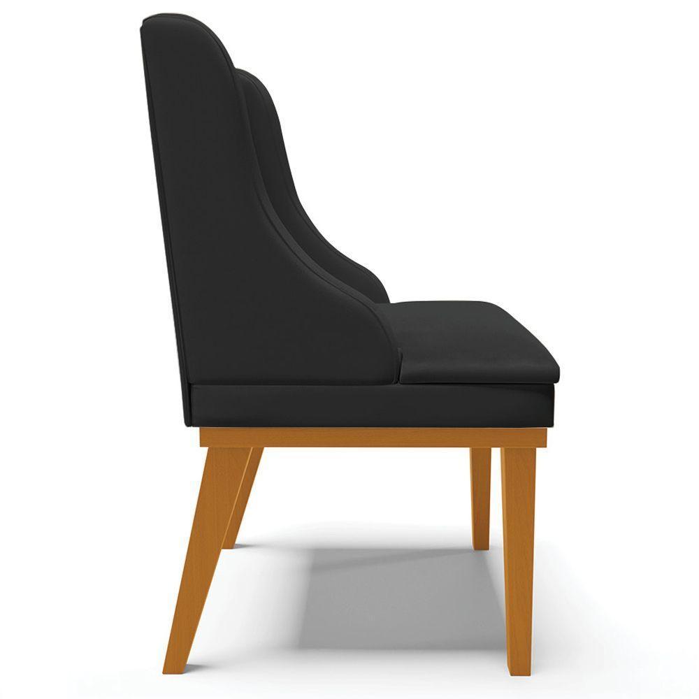 Kit 5 Cadeiras Decorativas Sala De Jantar Base Fixa De Madeira Firenze Pu Preto Fosco/castanho G19 - 2