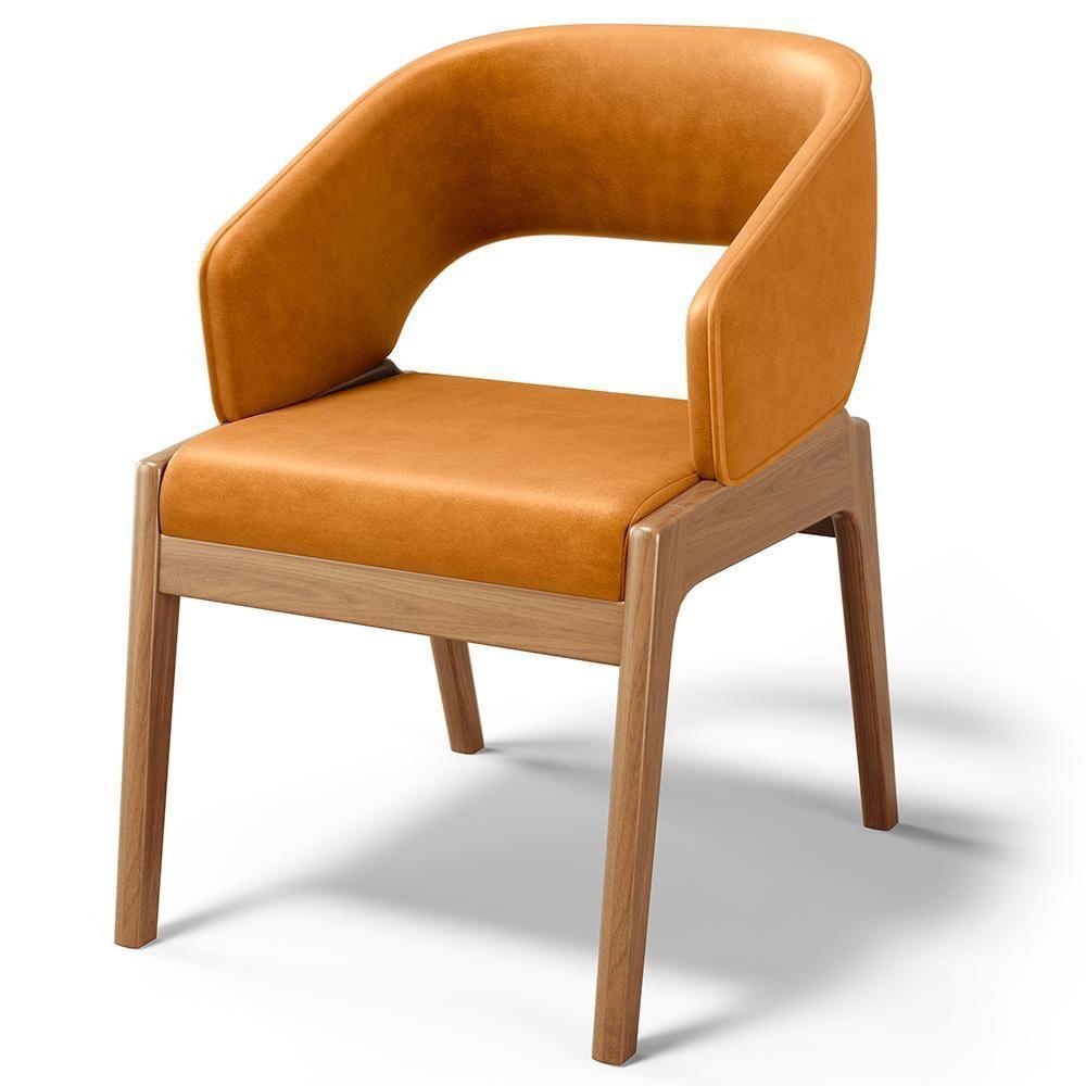 Cadeira De Jantar E Estar Living Estofada Lince L02 Couríssimo Whisky - Lyam Decor - 1