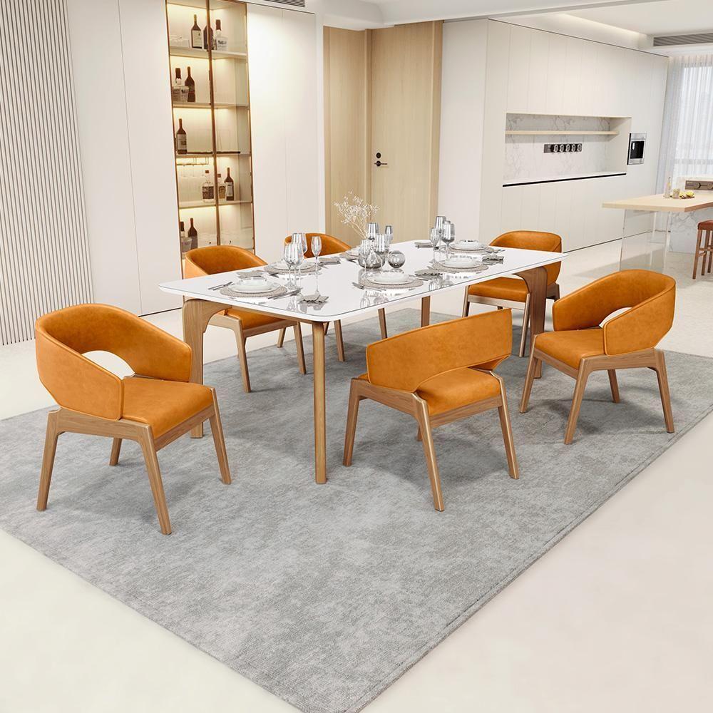 Cadeira De Jantar E Estar Living Estofada Lince L02 Couríssimo Whisky - Lyam Decor - 3