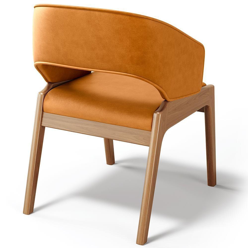 Cadeira De Jantar E Estar Living Estofada Lince L02 Couríssimo Whisky - Lyam Decor - 4