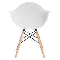 Cadeira Eames Eifflel Com Braço Daw De Madeira Com Assento Branco