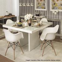 Cadeira Eames Eifflel Com Braço Daw De Madeira Com Assento Branco - 6