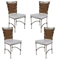 4 Cadeiras Em Alumínio E Fibra Sintética Jk Cozinha Edícula Cappuccino E Nautico Branco - 3