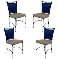 4 Cadeiras Em Alumínio E Fibra Sintética Jk Cozinha Edícula Azul Dark E Fendi - 1