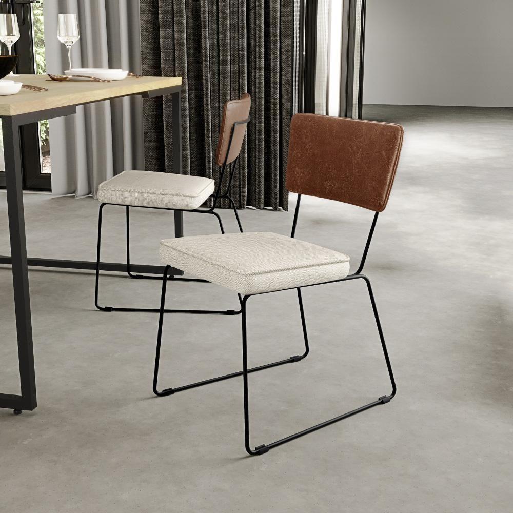 Kit 02 Cadeiras L02 Couríssimo Marrom Linho Champagne - 12