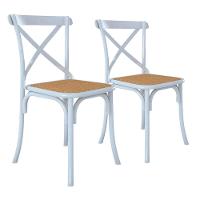 Kit 2 Cadeiras Katrina X Branca Assento Bege Aço Bege - 1