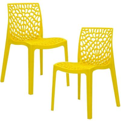 Kit 02 Cadeiras Decorativas Sala De Jantar Gruvyer F03 Amarelo - Lyam Decor