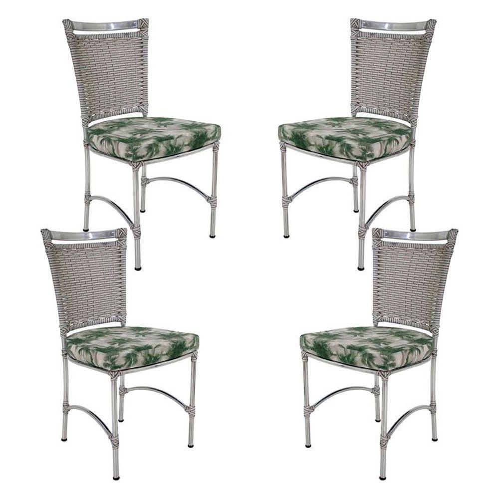 4 Cadeiras Em Alumínio E Fibra Sintética Jk Cozinha Edícula Marmore E Vinalis Verde - 1