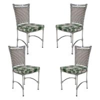 4 Cadeiras Em Alumínio E Fibra Sintética Jk Cozinha Edícula Marmore E Vinalis Verde - 1