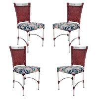 4 Cadeiras Em Alumínio E Fibra Sintética Jk Cozinha Edícula Vinho Dark E Vinalis Azul - 1